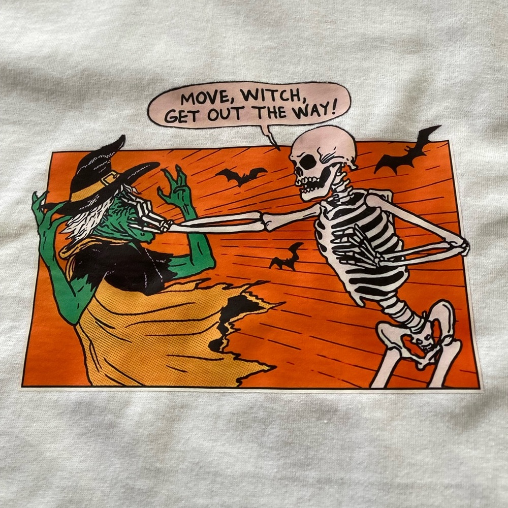 Move Witch,Get Out The Way! Skeleton Mushes Witch - Ludacris Men’s White Tee NWT